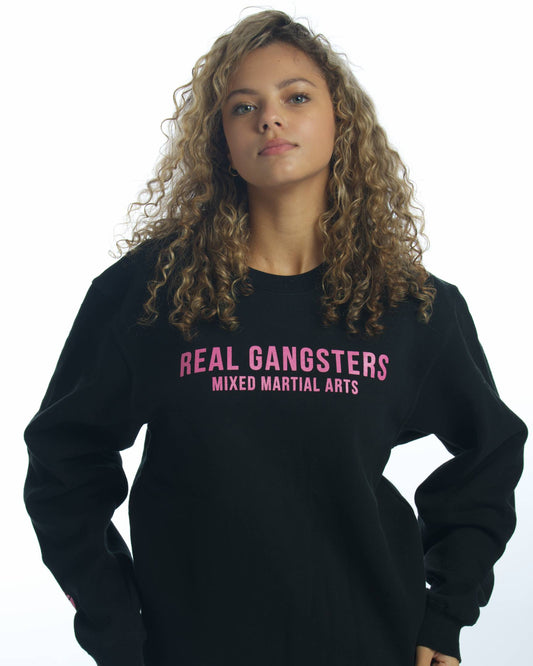 Black/Pink Bold Logo MMA Crewneck Sweater