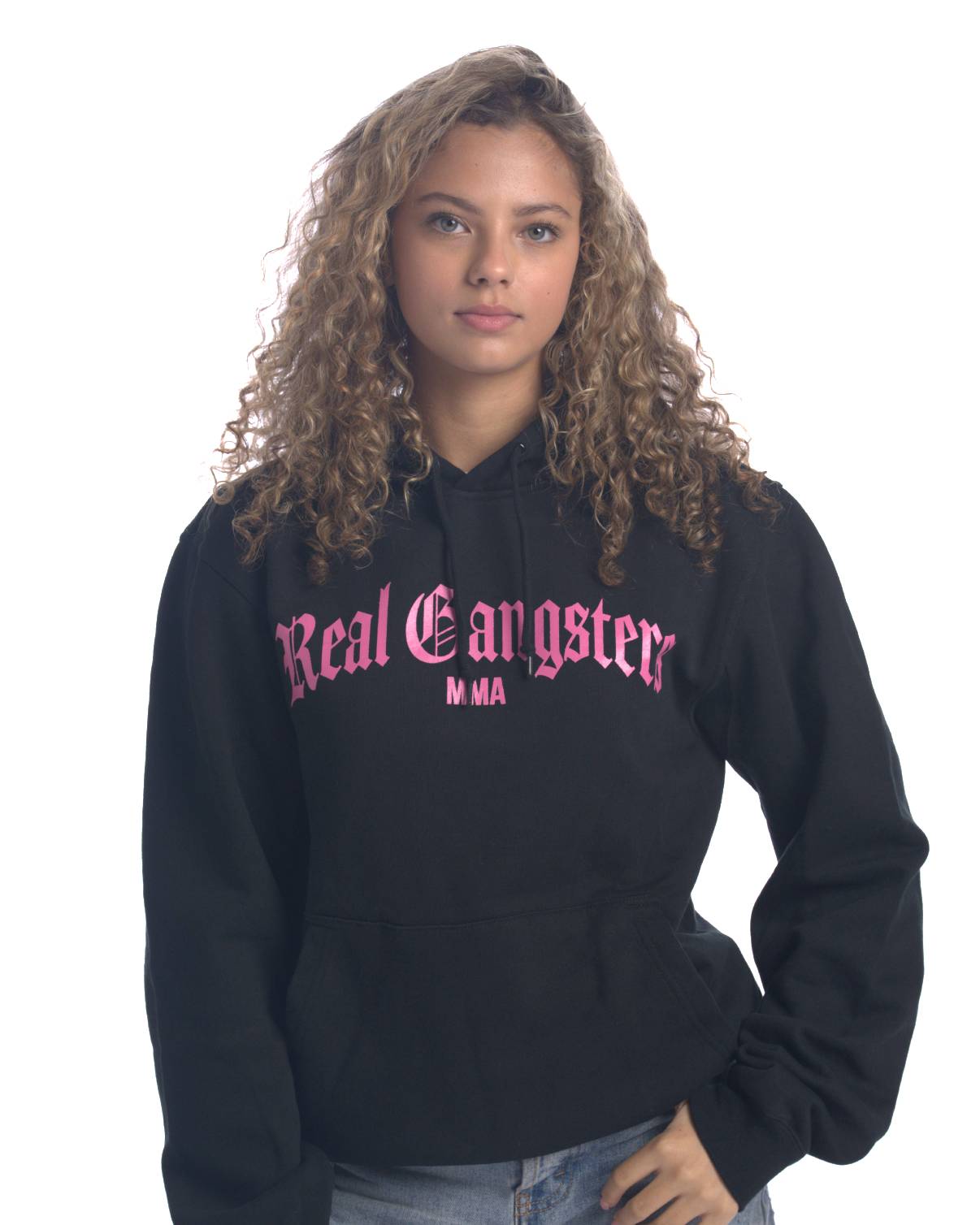 Old English Hoodie - Black/Pink