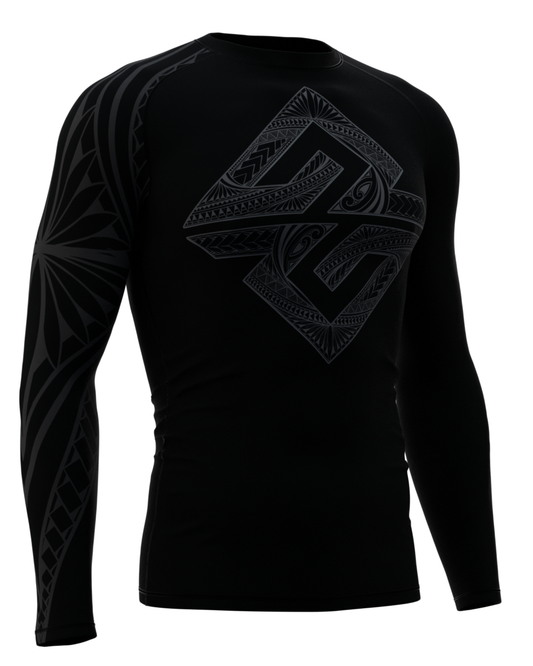 Island Warrior Jujitsu Longsleeve Rashgaurd - Black/Silver